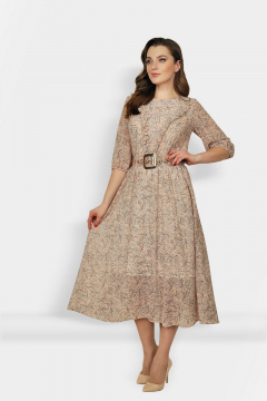 Платье шифон приталенное с рюшами на лето Fortuna ШЖ 674 розовый - фото 1