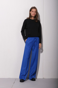 Брюки деловые с эластичным поясом и стрелками Luitui R2019 ярко-синий - фото 4