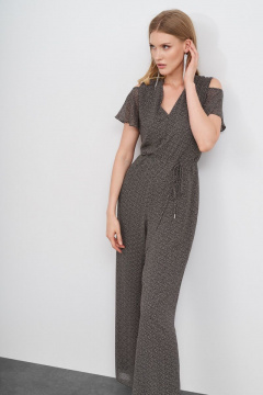 Комбинезон с V-образным вырезом и воланами из шифона KIARA Collection 4221 серый - фото 1