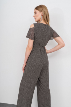 Комбинезон с V-образным вырезом и воланами из шифона KIARA Collection 4221 серый - фото 3