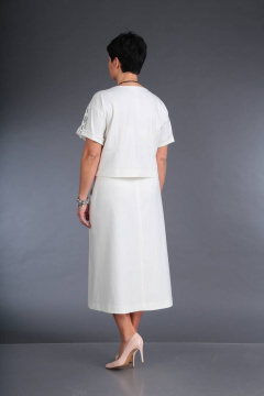 Летний костюм из полосатого текстиля и юбки ZigzagStyle 346 молочный - фото 3