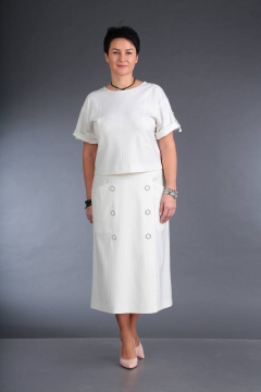 Летний костюм из полосатого текстиля и юбки ZigzagStyle 346 молочный - фото 1