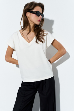 Летняя хлопковая майка на каждый день в белом цвете Luitui R5023 молочный - фото 2