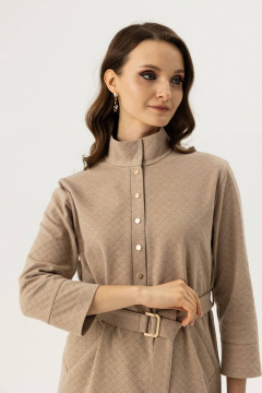 Бежевое трикотажное платье со спущенными рукавами и карманами Femme & Devur 80221 1.29F(170) - фото 3