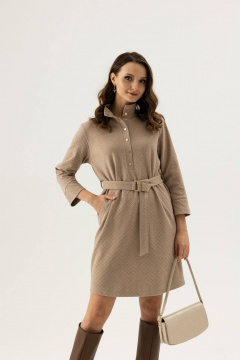 Бежевое трикотажное платье со спущенными рукавами и карманами Femme & Devur 80221 1.29F(170) - фото 1