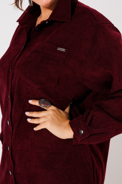 Платье-рубашка из вельвета с прямым кроем для повседневных образов Anelli 1435 вишня - фото 5