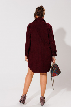 Платье-рубашка из вельвета с прямым кроем для повседневных образов Anelli 1435 вишня - фото 4