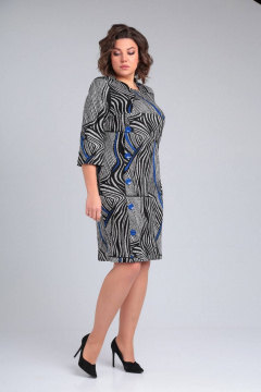 Платье прямого силуэта с подрезом и декоративными пуговицами Rishelie 739 василек - фото 3