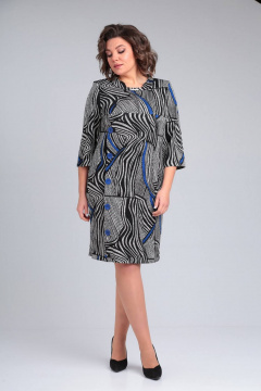 Платье прямого силуэта с подрезом и декоративными пуговицами Rishelie 739 василек - фото 1