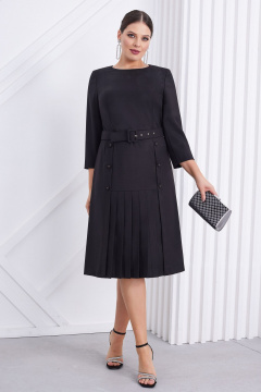 Платье с плиссировкой и поясом, эффектное и универсальное Lissana 4759 черный - фото 1