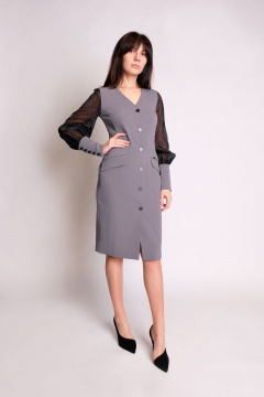 Платье нарядное серое из текстиля, 102 см длина BURVIN 6665-81 1 - фото 3