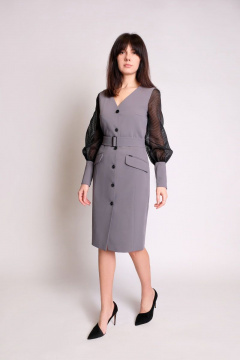 Платье нарядное серое из текстиля, 102 см длина BURVIN 6665-81 1 - фото 1