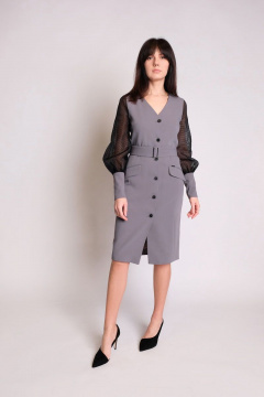 Платье нарядное серое из текстиля, 102 см длина BURVIN 6665-81 1 - фото 2