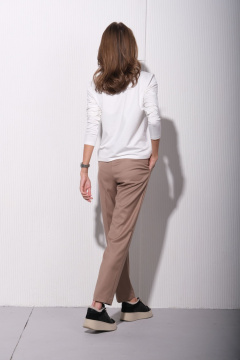 Белый трикотажный джемпер на каждый день Luitui R5033 молочный - фото 4