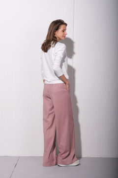 Белый трикотажный джемпер на каждый день Luitui R5033 молочный - фото 3