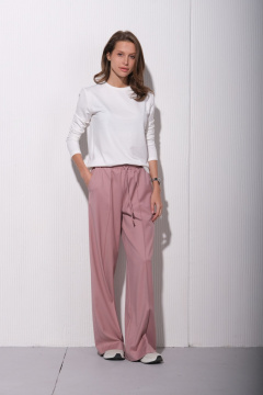 Белый трикотажный джемпер на каждый день Luitui R5033 молочный - фото 2