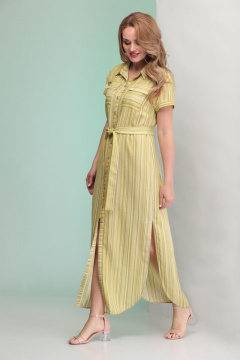 Льняное платье прямого силуэта с накладными карманами Angelina & Сo 351 - фото 2