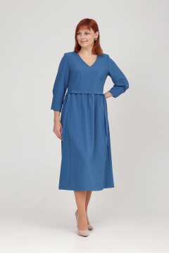 Платье с рельефными швами и регулируемым поясом Соджи 597 голубой - фото 2