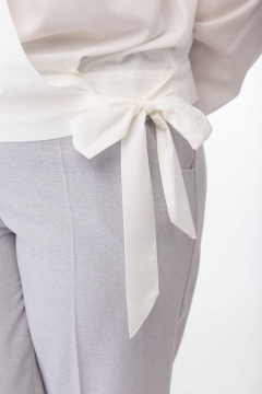 Летняя белая блуза с запахом и сложными складками Anelli 829 белый - фото 4