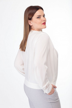 Летняя белая блуза с запахом и сложными складками Anelli 829 белый - фото 3