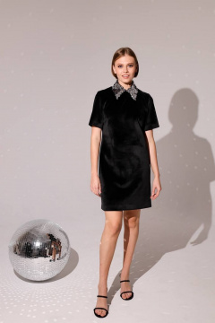 Платье из плотного велюра с пайетками и съемным воротником PUR PUR 11-260 - фото 1