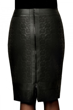 Юбка из эко-кожи с кружевным эффектом и молнией Klever 259 черный - фото 2