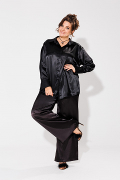 Рубашка из армани шелка с принтом зебра и уникальными манжетами Anelli 1203 черный - фото 1