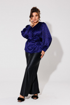 Блуза на запах из армани шелка с элегантным кроем Anelli 1423 фиолет - фото 5