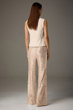 Костюм из текстиля с жилетом и брюками из пайеточного трикотажа N.O.W. 1379 золото - фото 2