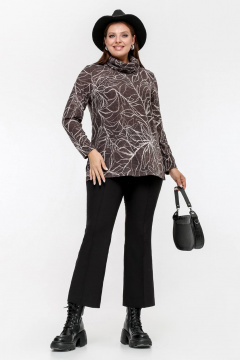 Джемпер из трикотажа с воротом-хомутом и вытачками La rouge 3330 какао - фото 3