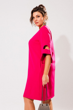 Платье трапеция, яркий стиль, нарядное и универсальное Anelli 1447 фуксия - фото 2