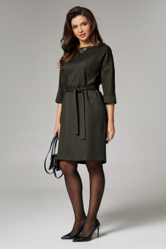 Зеленое платье из костюмной ткани с отложным воротником Панда 182480w зеленый - фото 1