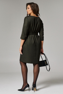Зеленое платье из костюмной ткани с отложным воротником Панда 182480w зеленый - фото 2