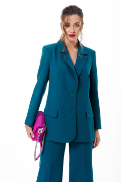 Демисезонные брюки и жакет из текстиля в деловом стиле Твой имидж 1727 морская_волна - фото 4