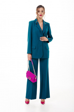 Демисезонные брюки и жакет из текстиля в деловом стиле Твой имидж 1727 морская_волна - фото 3
