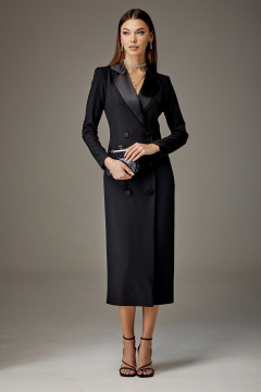 Платье деловое с атласными вставками из текстиля N.O.W. 1382 - фото 5