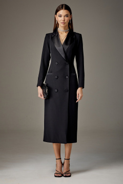 Платье деловое с атласными вставками из текстиля N.O.W. 1382 - фото 1