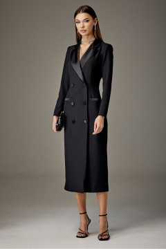 Платье деловое с атласными вставками из текстиля N.O.W. 1382 - фото 2