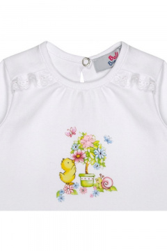 Жакет из интерлока с рюшей и цифровым принтом для повседневной Bell Bimbo 180321 белый - фото 3