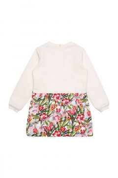 Платье с принтом и карманами из футера для девочки Bell Bimbo 180348 молоко/набивка - фото 2