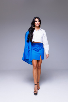 Рубашка укороченного силуэта из хлопка и трикотажа для ежедневных образов COCKTAIL M103 белый - фото 2