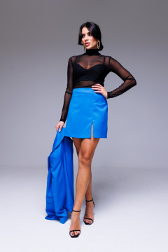 Круглогодичный комплект из сетки и трикотажа: гольф и укороченный топ COCKTAIL M106 черный - фото 2