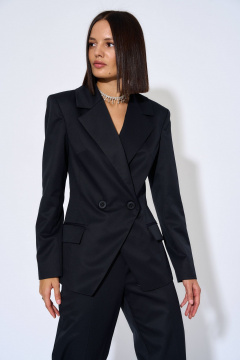 Деловой полуприлегающий жакет из костюмной ткани AG Green G496/4 черный - фото 5