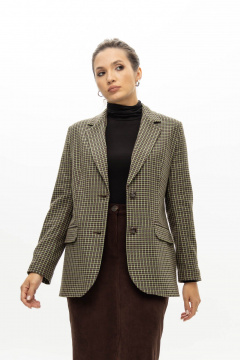 Приталенный жакет из легкого текстиля с зеленой мелкой клеткой EZER 1007 зеленый - фото 2