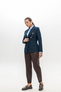 Брюки из плотного трикотажа в шоколадном цвете с высокой талией EZER 1014 шоколадные - фото 4