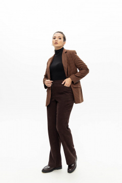 Брюки из мягкого вельвета с расклешенным кроем и карманами EZER 1016 баклажан - фото 4