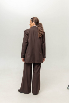 Брюки расклешенные из текстиля с широким поясом и стрелками EZER 1020 шоколад - фото 5