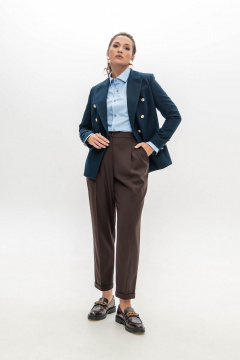 Деловой костюм из текстиля и трикотажа с стрелками EZER 2031 шоколад_темно-синий - фото 5