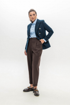 Деловой костюм из текстиля и трикотажа с стрелками EZER 2031 шоколад_темно-синий - фото 4