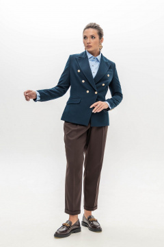 Деловой костюм из текстиля и трикотажа с стрелками EZER 2031 шоколад_темно-синий - фото 3